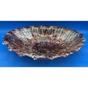 Art Glass Made in Italy IL Quadrifoglio Metallic Glitter HandCrafted Bowl 13.50"